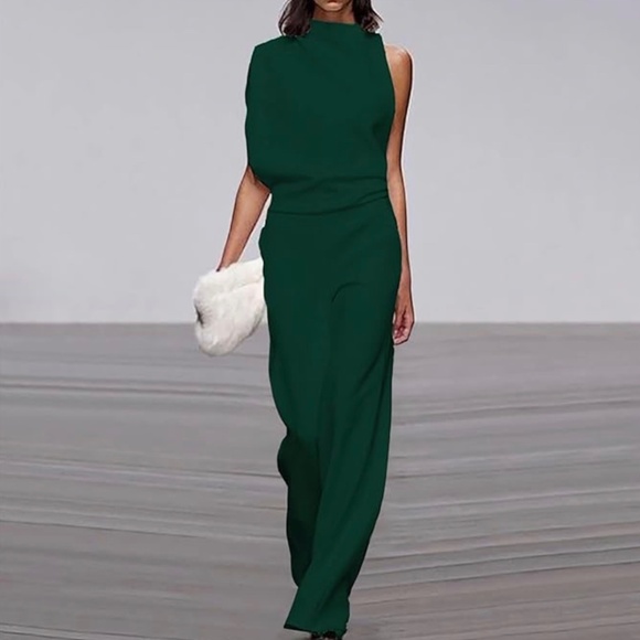 Elegant Green One Piece Jumpsuit Size XL - Picture 1 of 12